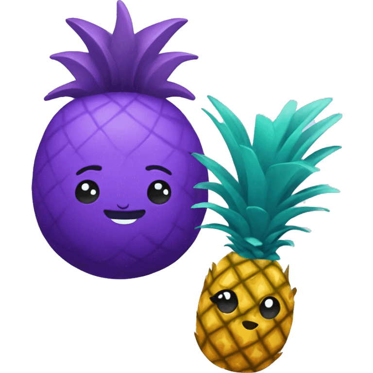 teal seal and purple pineapple emoji