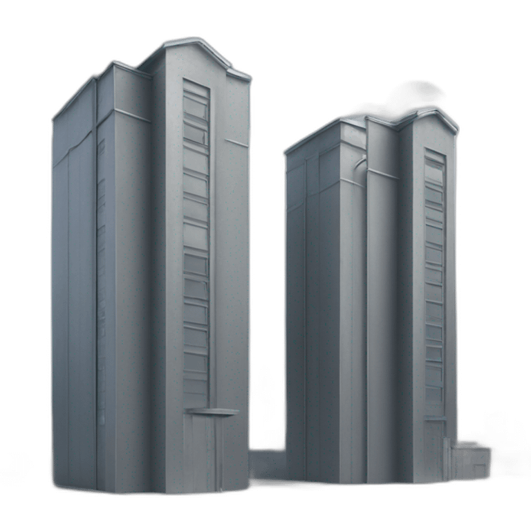 twin very tall gray metal buildings emoji