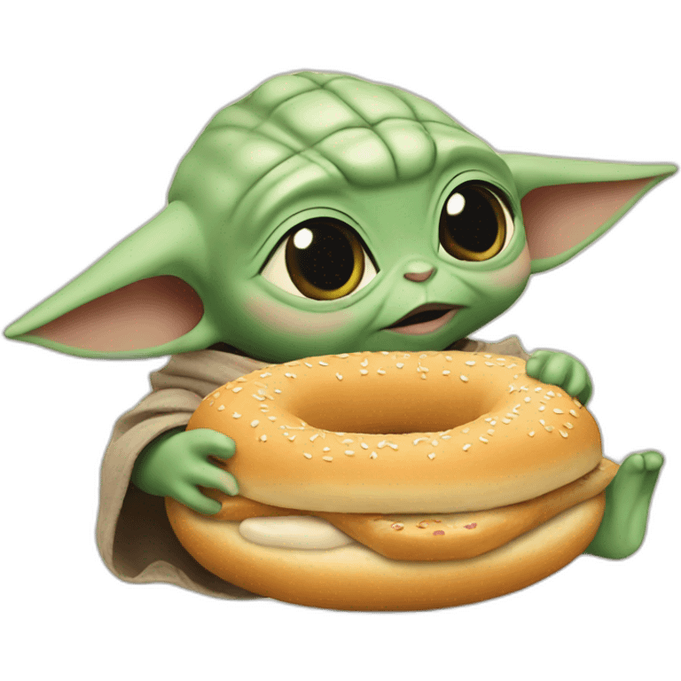 BABY YODA EATING A BAGEL emoji