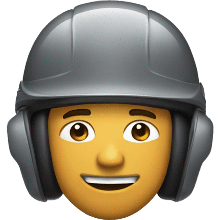 American man wearing , helmet safety and earplug emoji