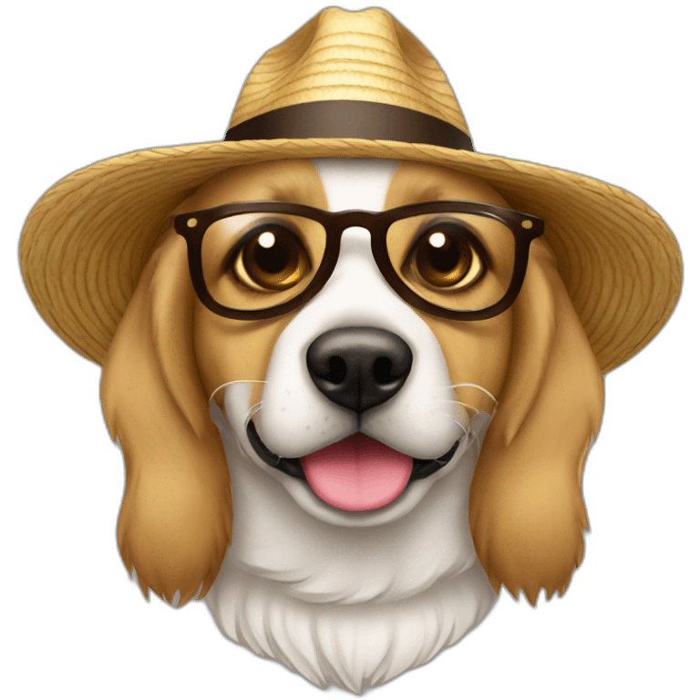 Perro con lentes y sombrero emoji