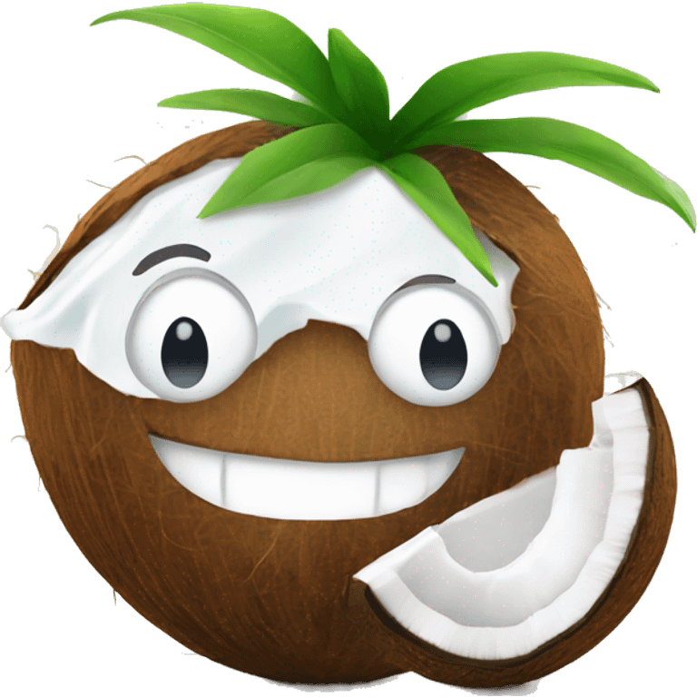 smiling coconut in milk  emoji