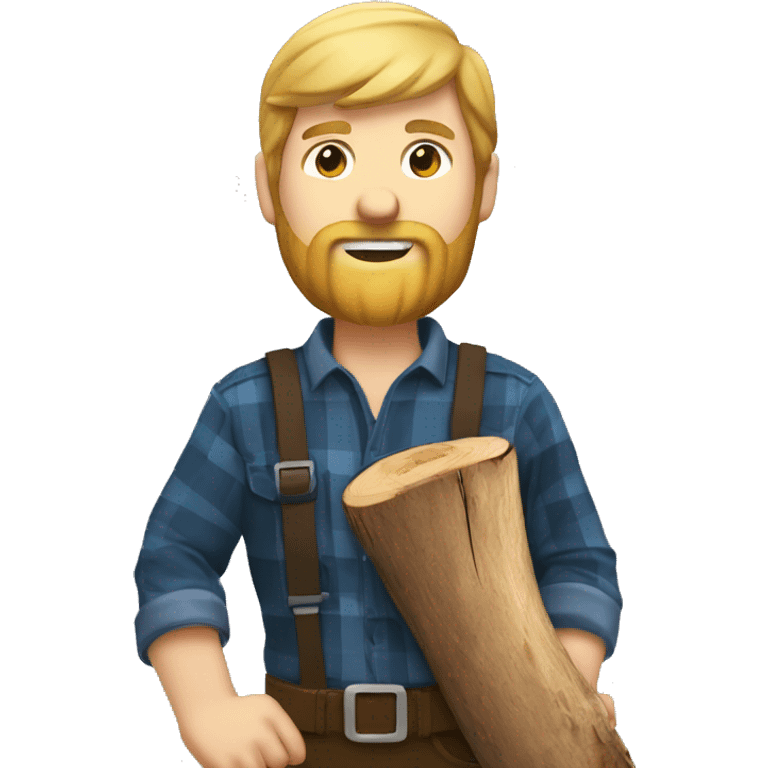 white man lumberjack with beard blond hair chopping firewood emoji