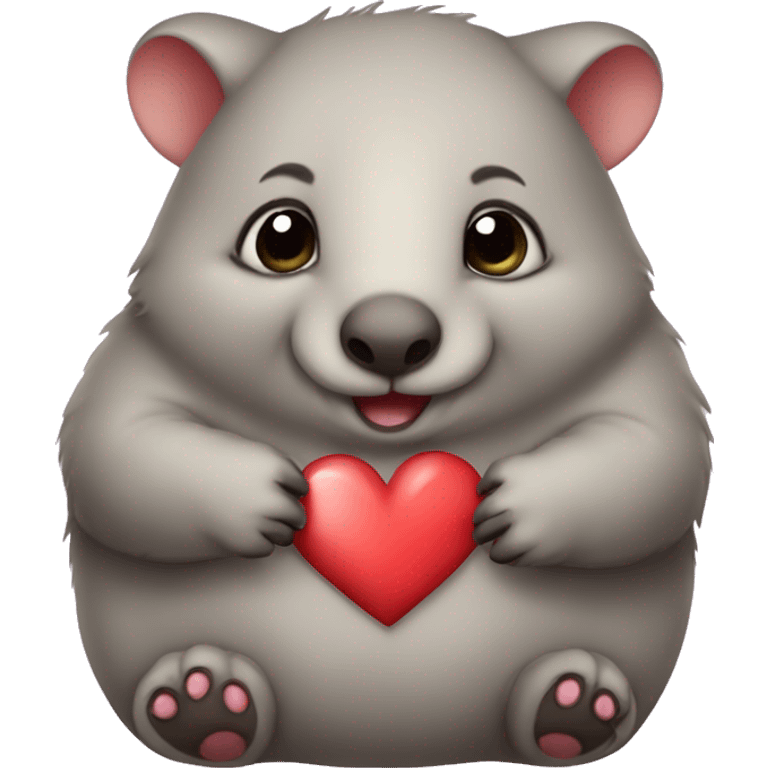 Cute wombat with heart emoji