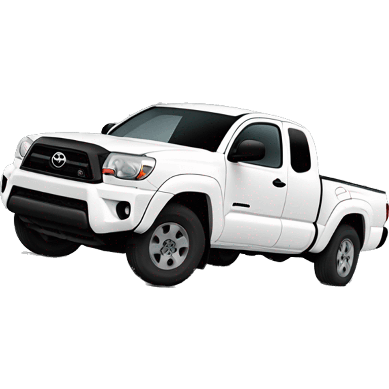 extended cab white 2009 toyota tacoma style pick up truck with black tires emoji