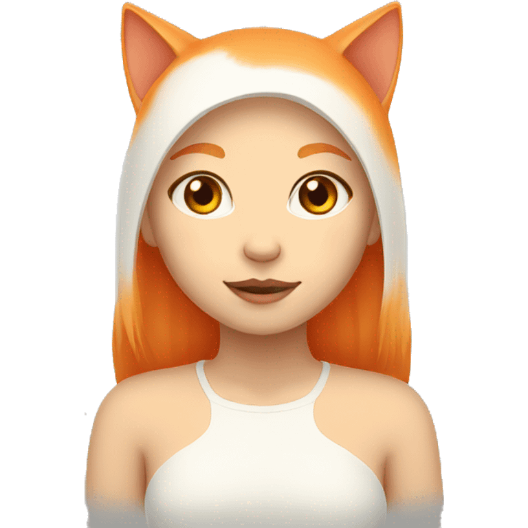 Girl white/ orange cat emoji