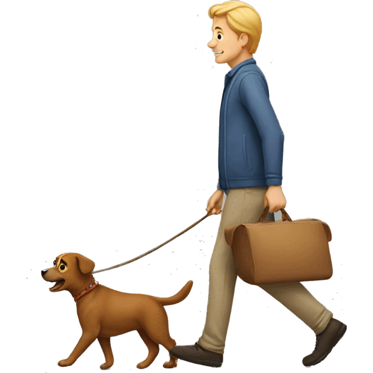 Man walking towards a dog emoji