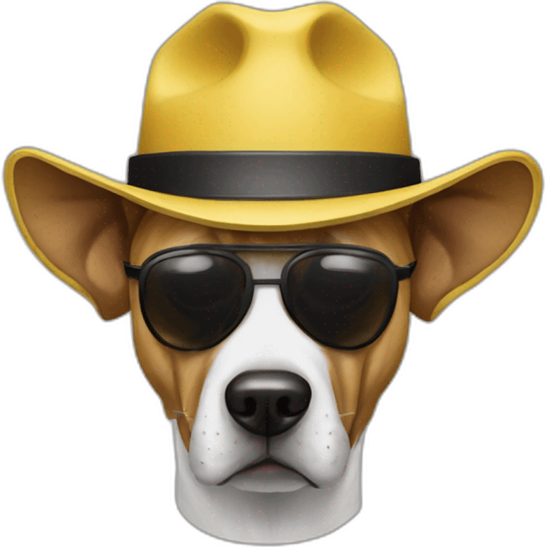 A dog in theme of breaking bad Heisenberg with his hat and mask emoji