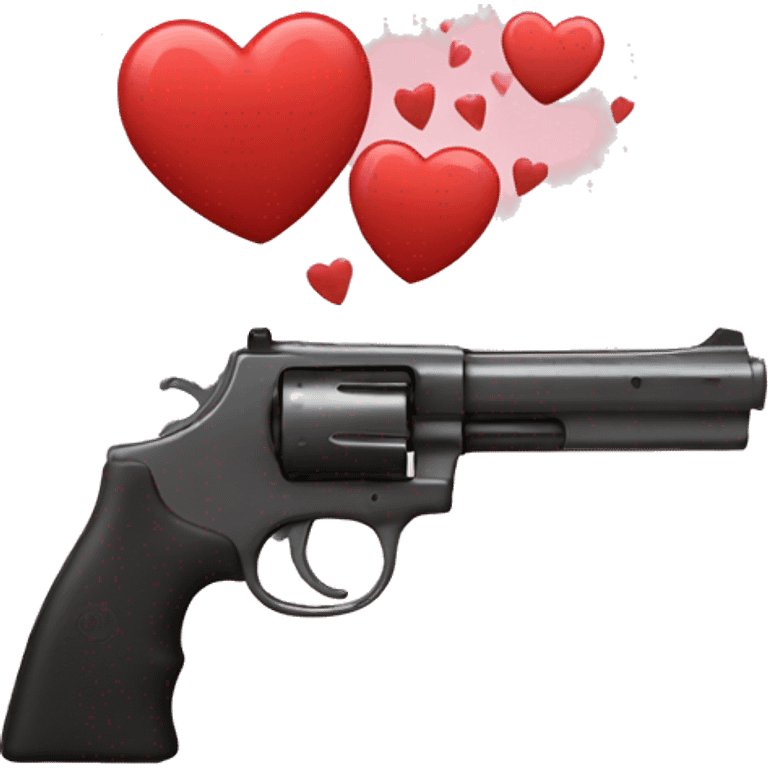 a gun hits with hearts emoji