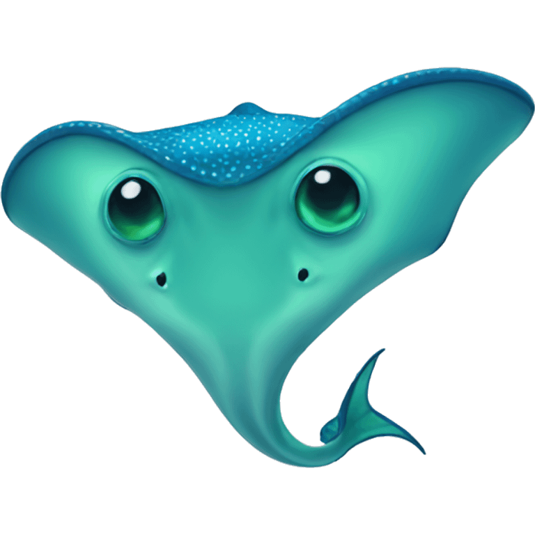 blue stingray with green details emoji