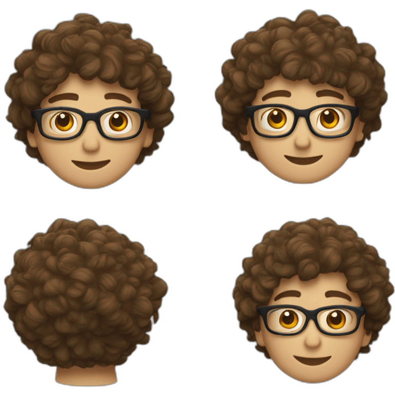 Garçon lunettes et cheveux bruns bouclés  emoji