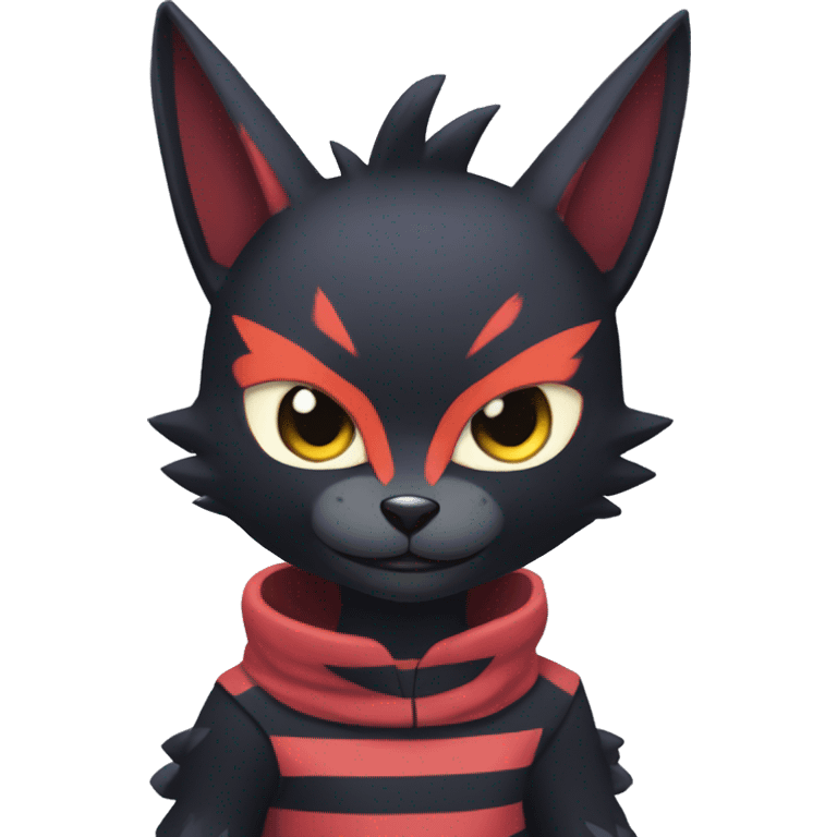 Cool Anthro Black Noibat-Quilava-Litten-Pokémon with edgy stripes Full Body emoji