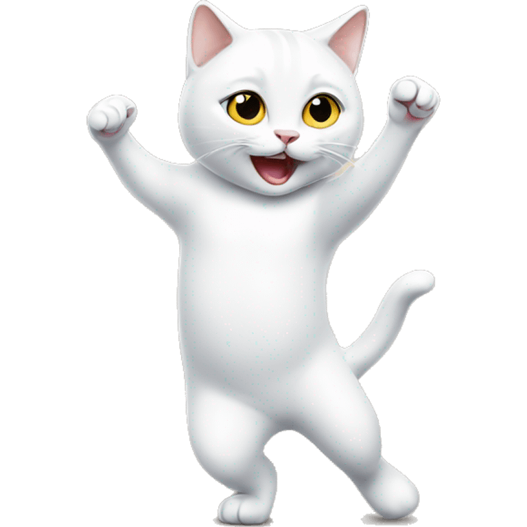 White British cat dancing  emoji