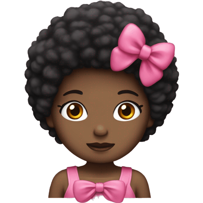 Brown hello kitty with black afro and pink bow  emoji