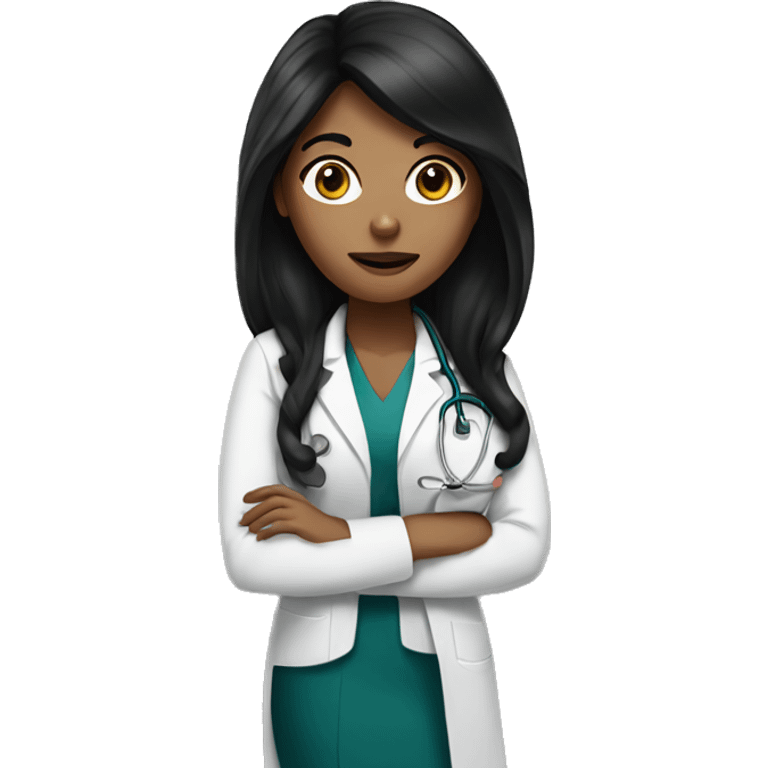 tan girl doctor with long black hair  emoji