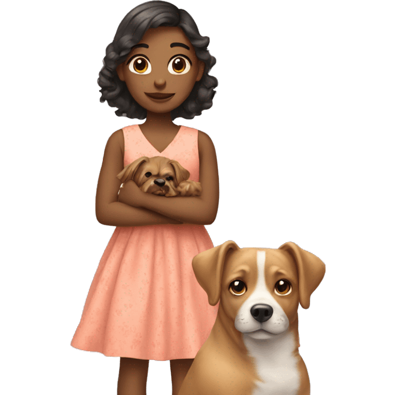 girl with dog in dress emoji