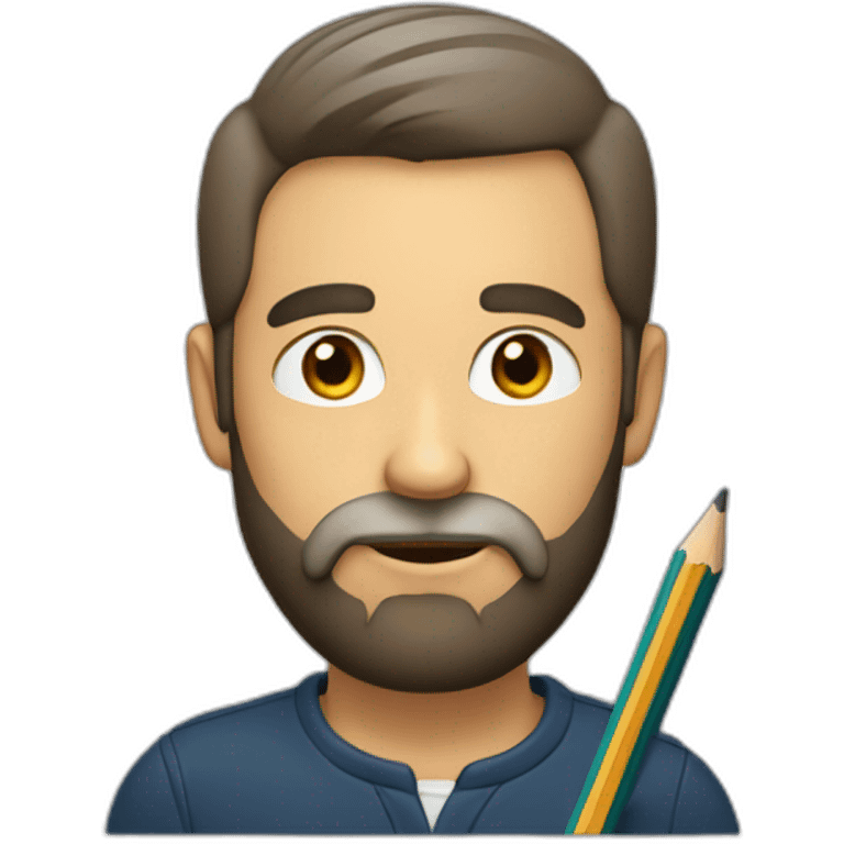 a man with a beard and a pencil behind his ear emoji