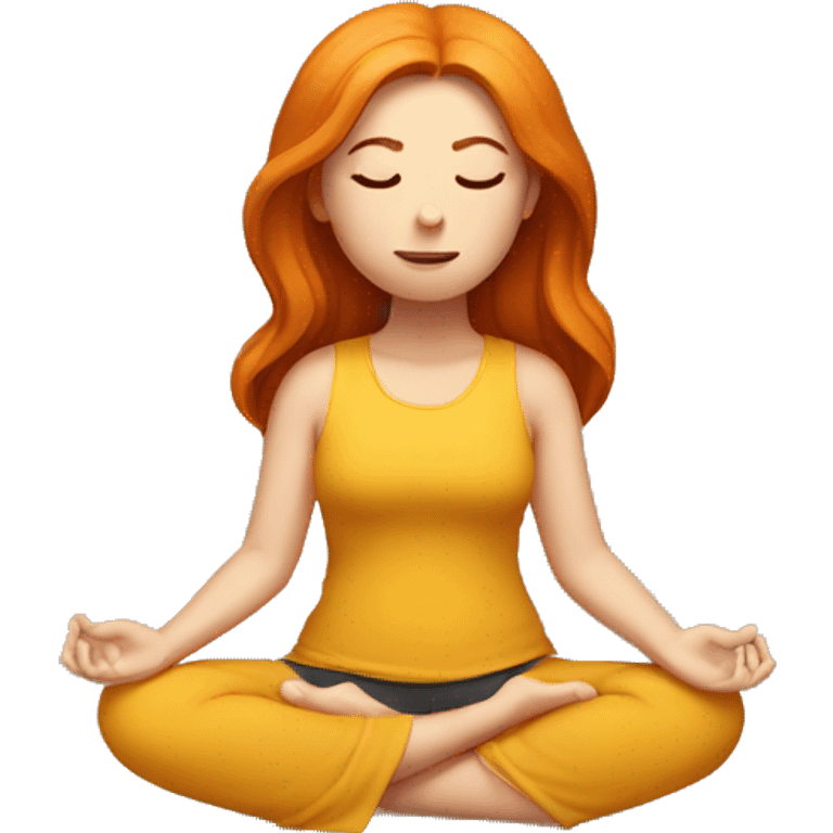 Ginger girl straight thick hair meditating full body  emoji