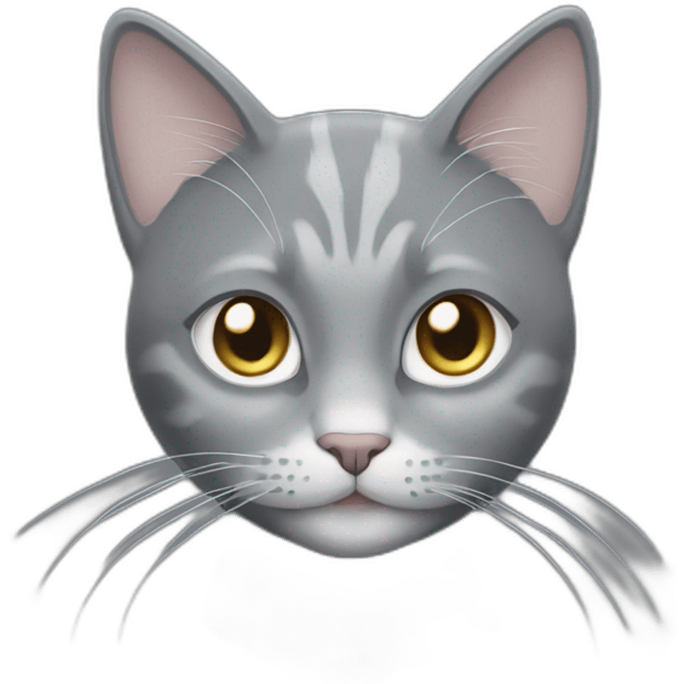 all grey cat with white eyeshadow emoji