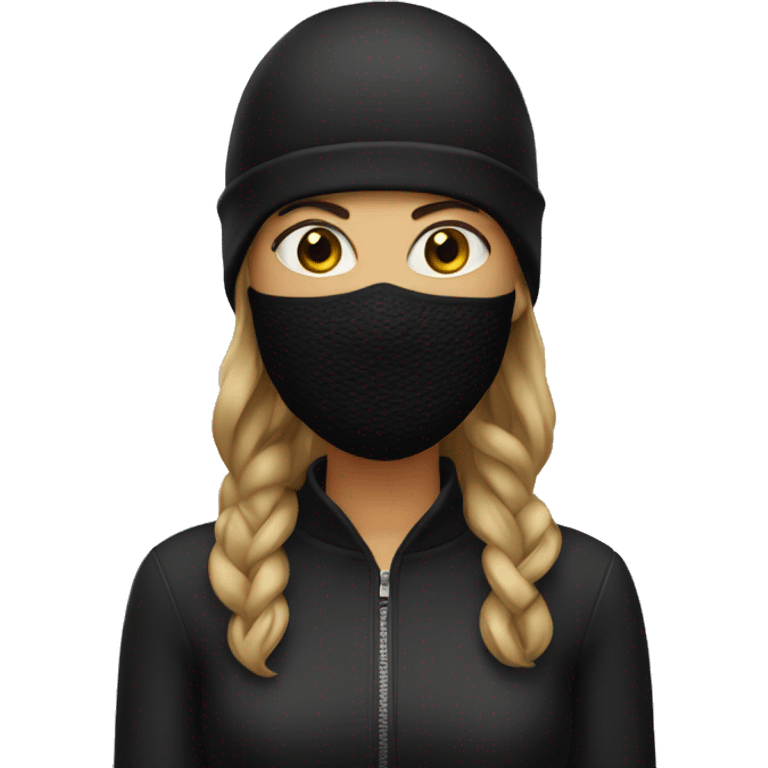 Woman wearing black ski mask emoji