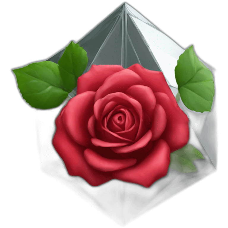 Digital red rose in the octahedron emoji