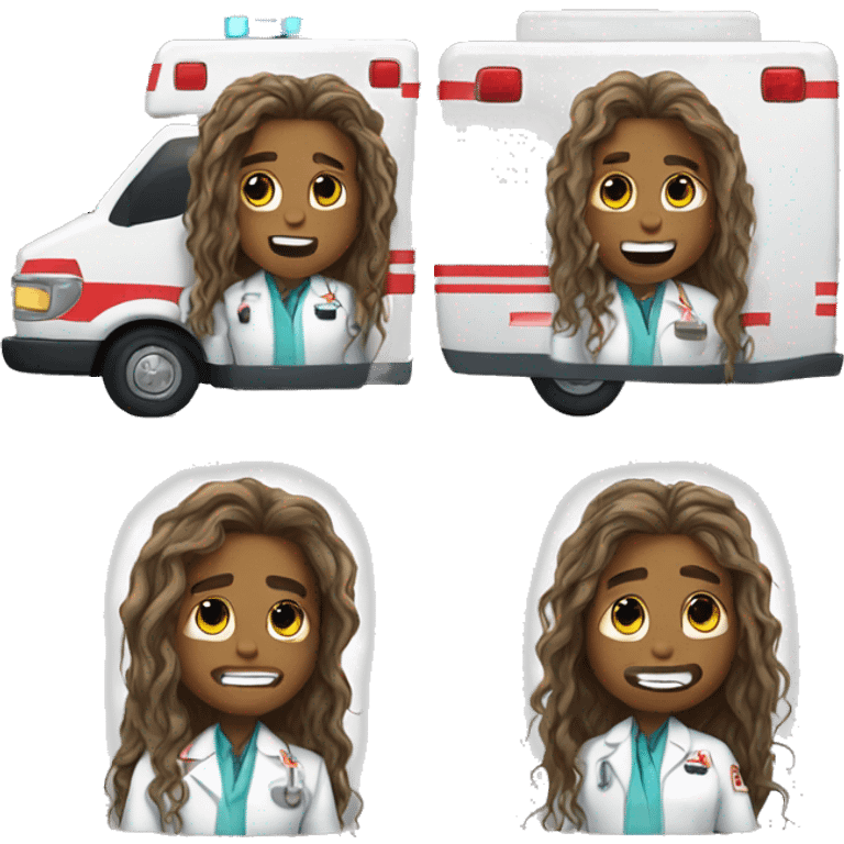 ambulance pleasure emotion long hair emoji