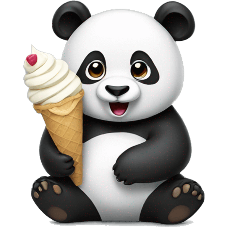 Panda eating ice cream emoji