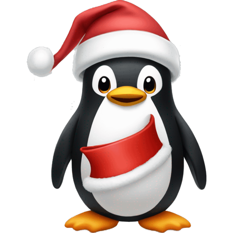 Pinguin with a santa claus hat emoji