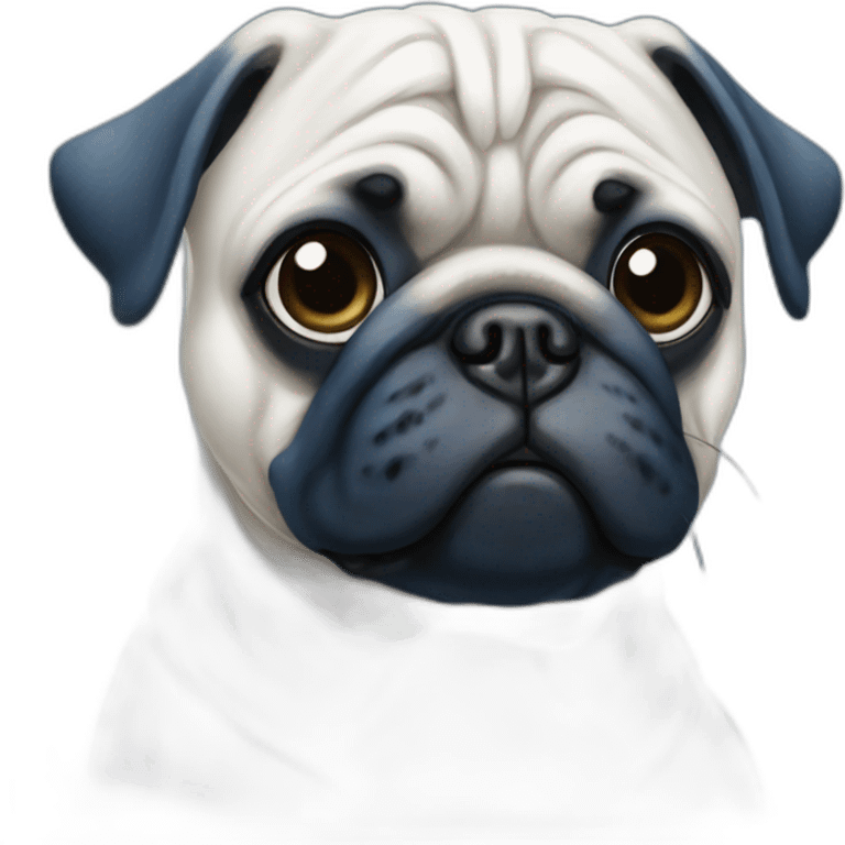 blue and white painted pug emoji