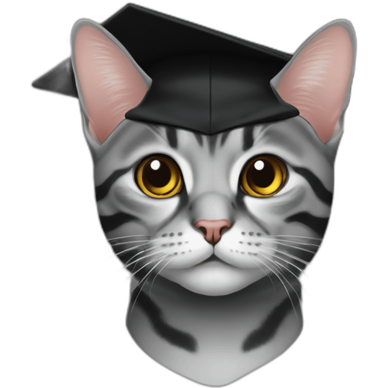 american shorthair cat face in black academic cap emoji