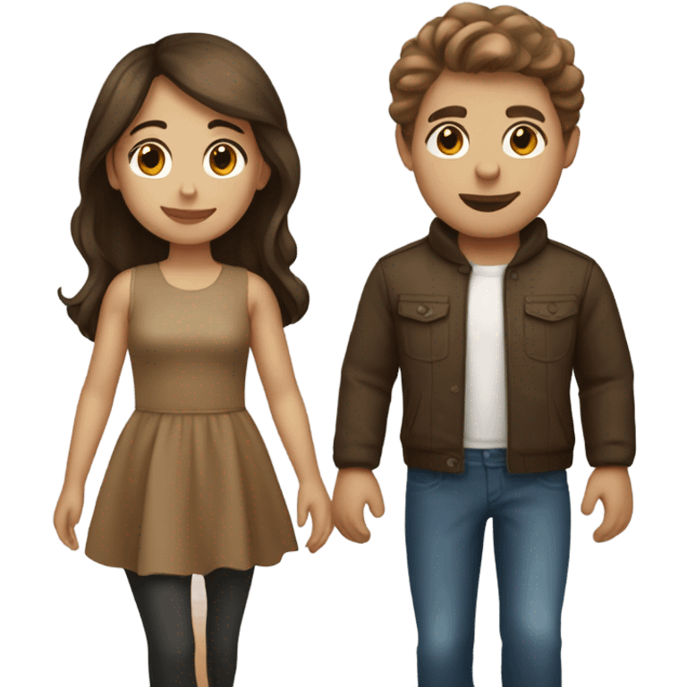 Brown haired girl and boy on a date emoji