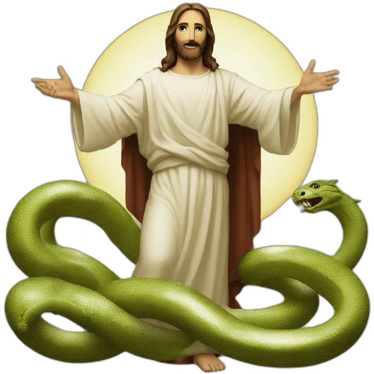 Jesus defeats the serpent emoji