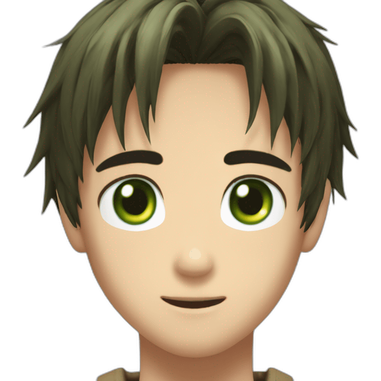 Eren Yeager with long hair and green eyes emoji