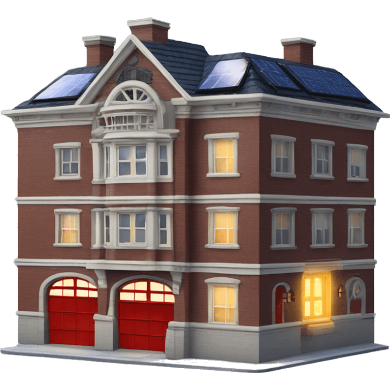 Apartment building shaped like the Ghost Busters Firehouse with solar lights and decorative and detailed interior design  emoji