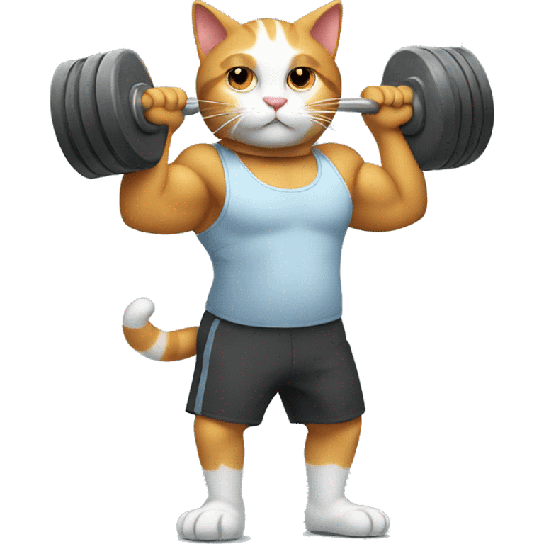 cat lifting weights emoji