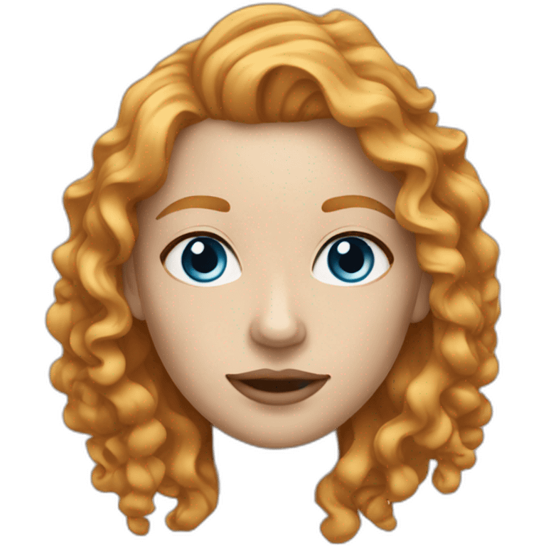 White Ginger woman long curly hair blue eyes emoji