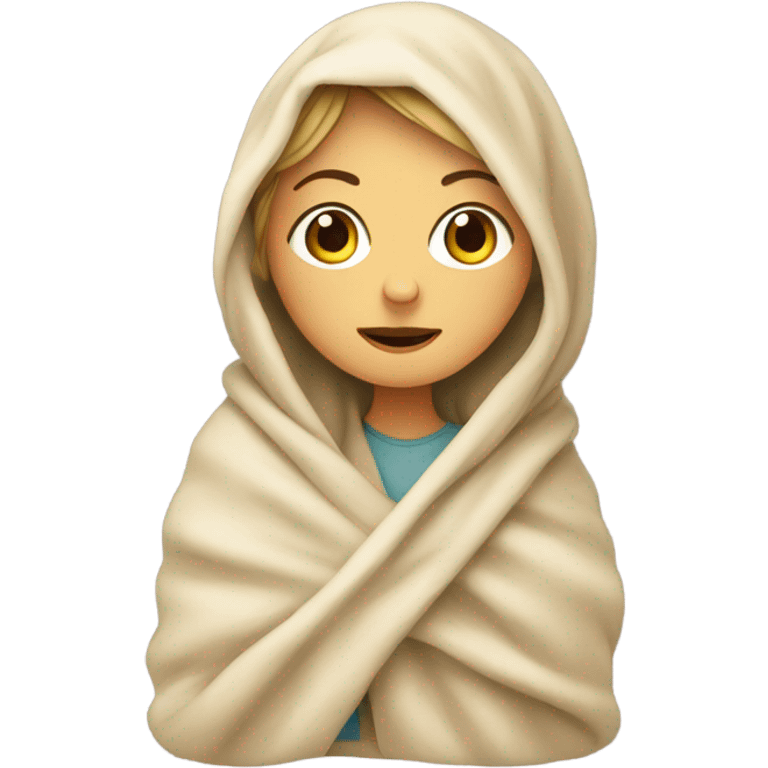 caucasian girl wrapped in blanket emoji