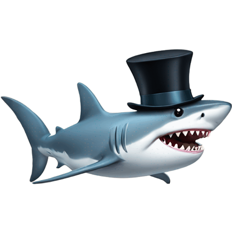 Shark with a top hat emoji