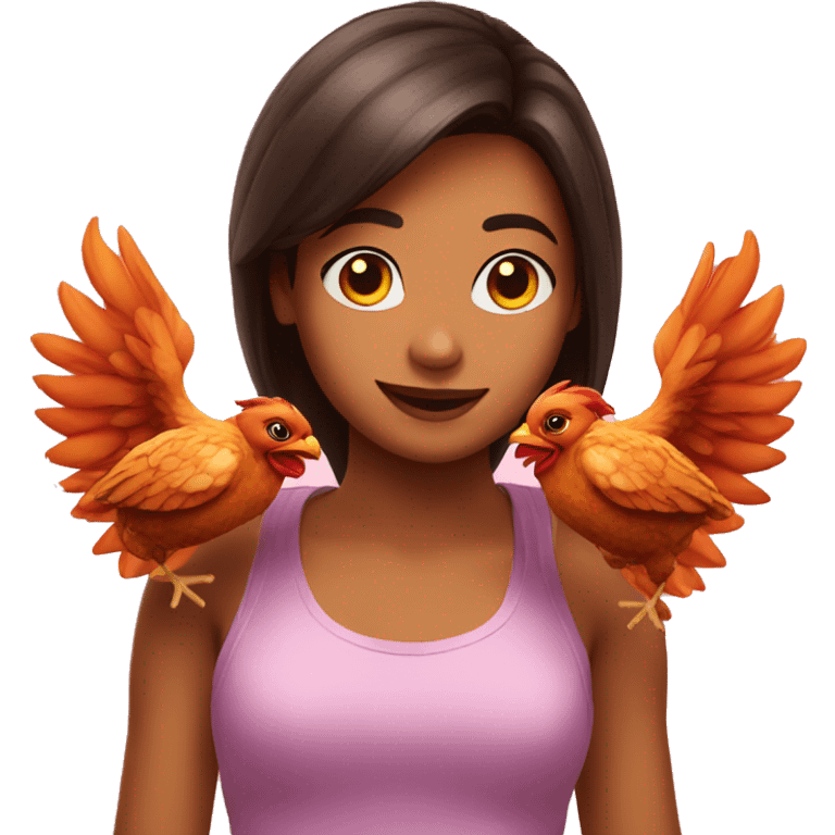 a girl flying with two bbq chicken wings on her back emoji