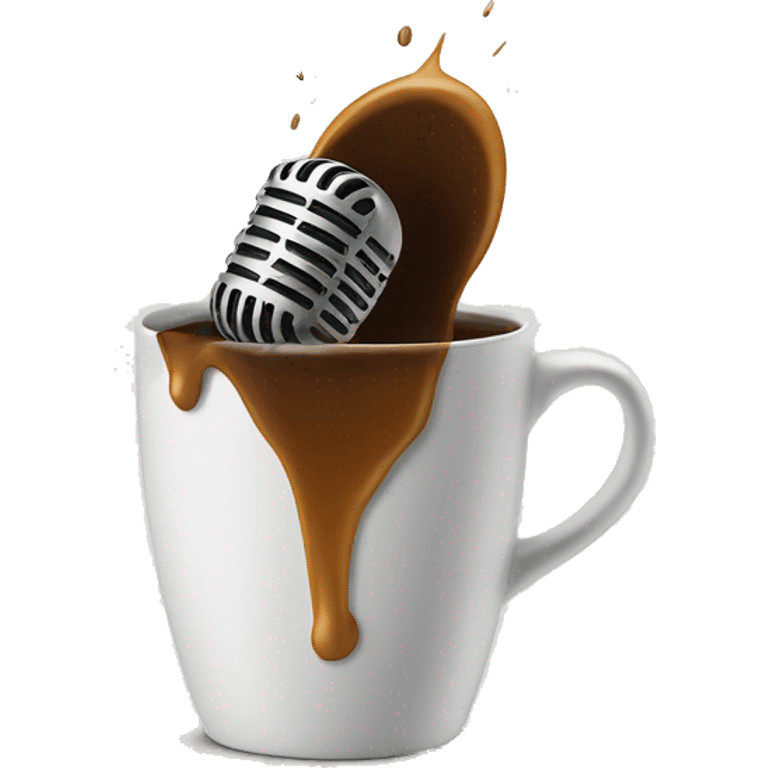 microphone falling inside a cofee cup emoji