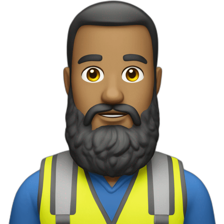 Ikea manager blue eyes beard with laptop and yellow security vest emoji