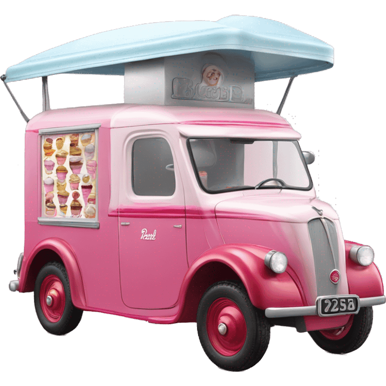 Barbie ice cream van ,1935 fiat ,pearl red emoji