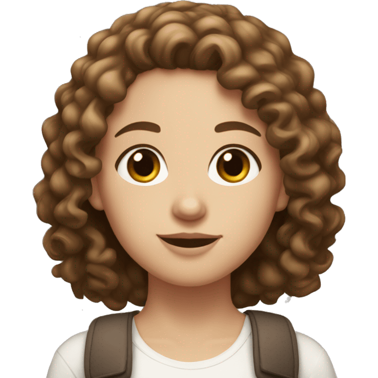 White girl with 2b curly brown hair and brown eyes emoji