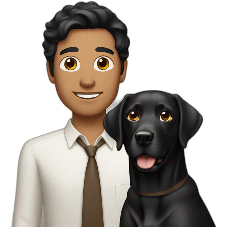 black haired man with labrador emoji