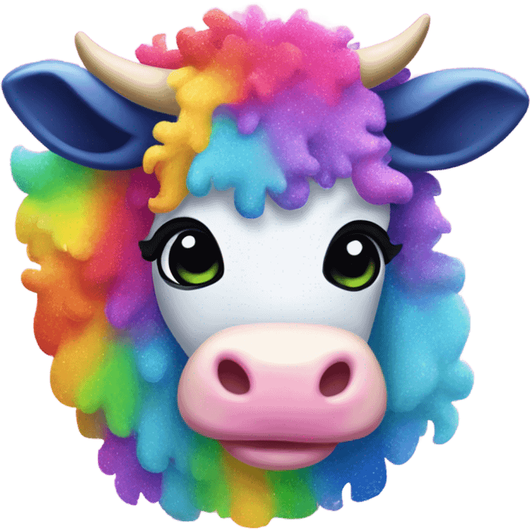 Lisa frank glitter rainbow fluffy cow emoji