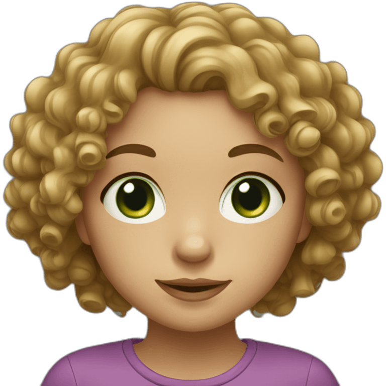 girl with round face curly hair and green eyes emoji