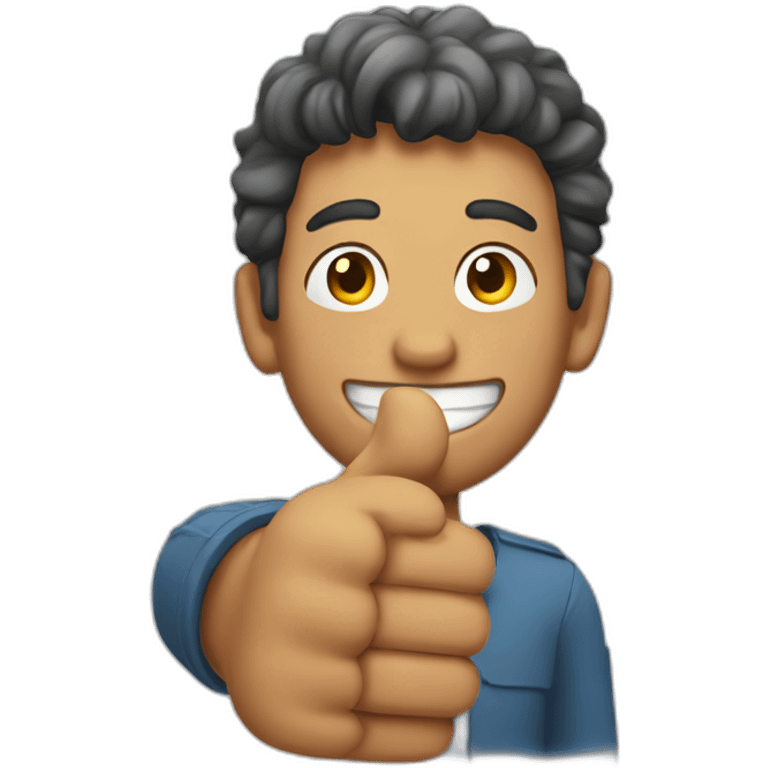 Man with giant thumbs up emoji