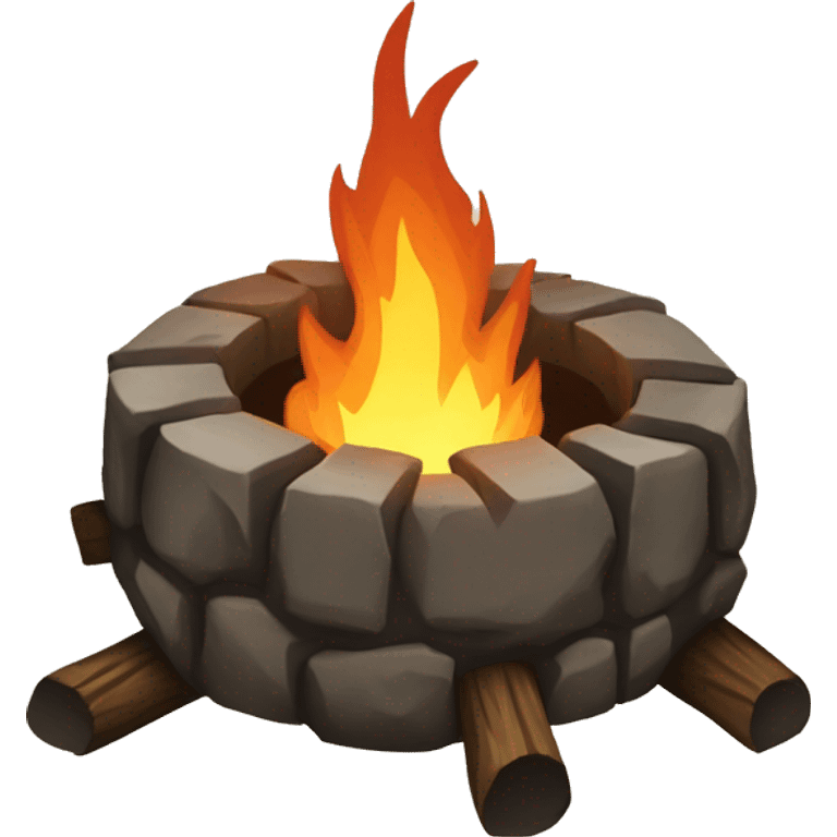 Design an emoji of the bonfire inspired by the game Dark Souls. The bonfire should resemble a medieval-style fire pit surrounded by flickering flames  and the dark, epic atmosphere characteristic of the game emoji