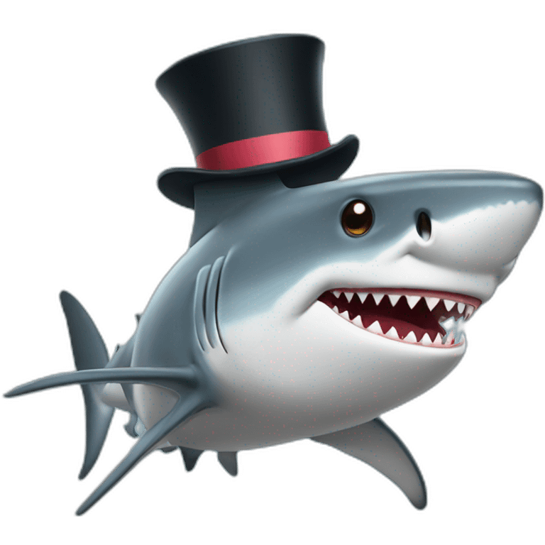 Shark with a top hat emoji