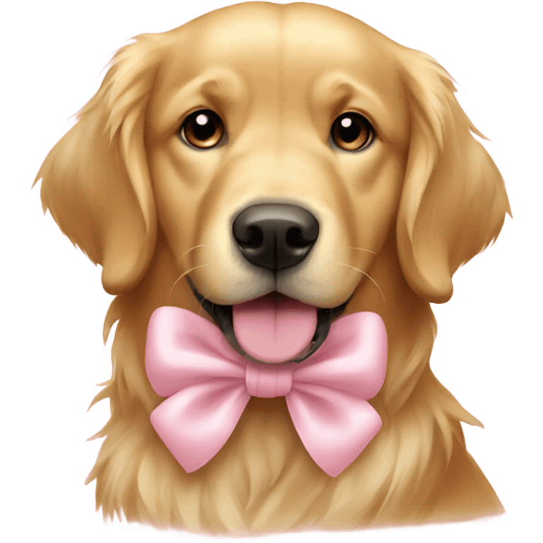 Golden retriever with light pink bow  emoji